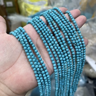 4mm天然松石优化圆珠散珠半成品一条38厘米饰品配珠