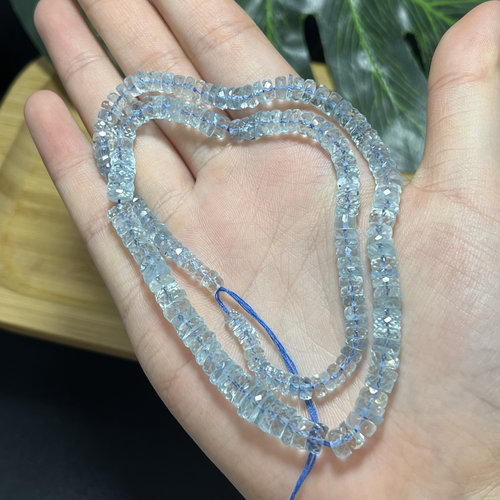 天然高透体约4.8-10mm塔链型海蓝宝散珠半成品DIY项链手链配饰