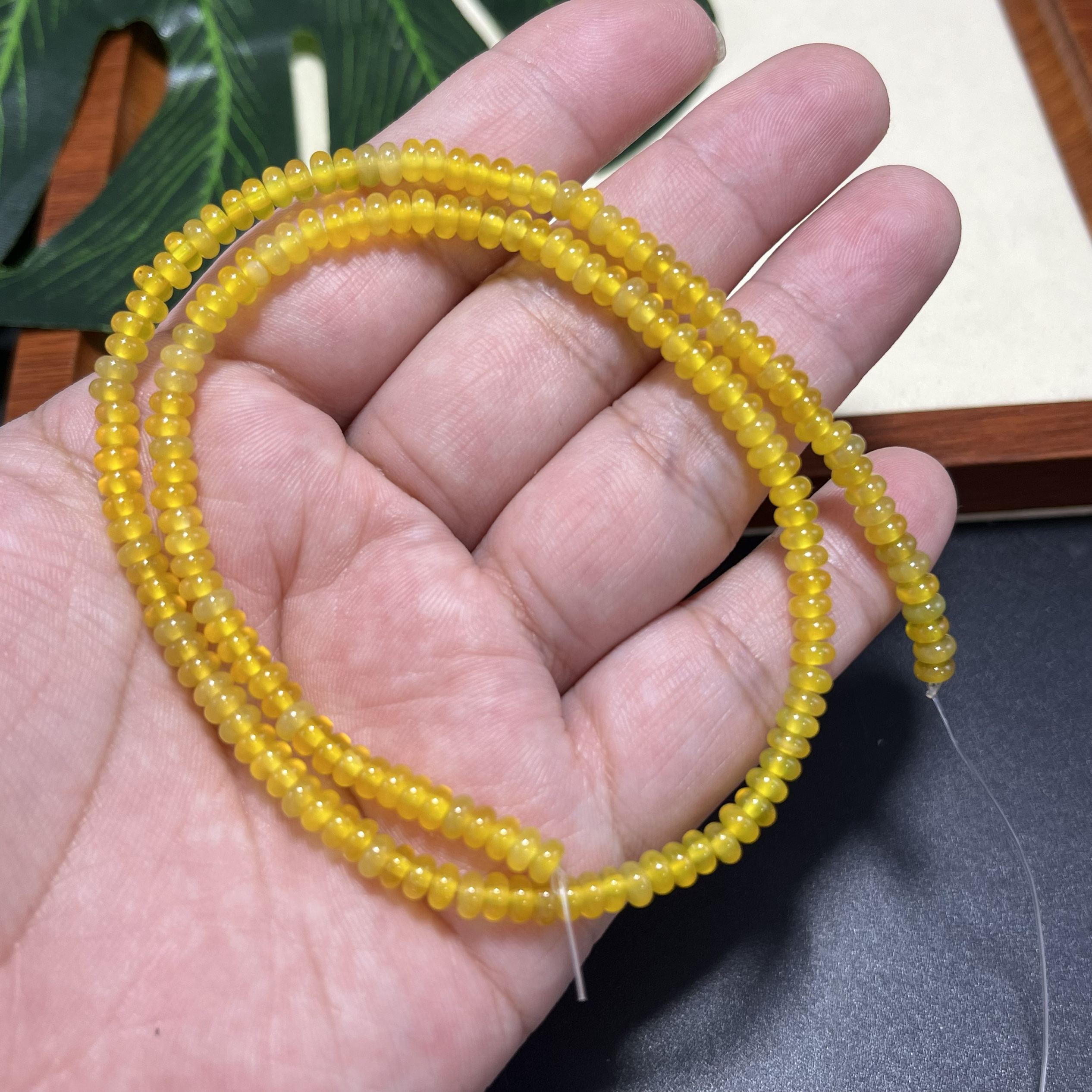 天然A级黄玛瑙隔片4*2mm算盘珠散珠半成品diy项链手链配珠隔珠串