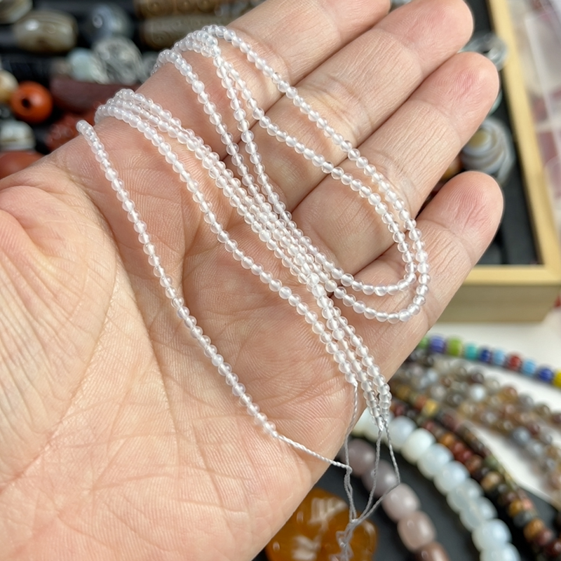 2mm精品好白玛瑙圆珠散珠配珠隔珠手链DIY手工串珠