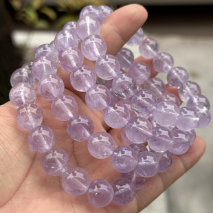 12mm大尺寸天然冰透油润款 薰衣草紫玉水晶单圈手链手串礼物紫色