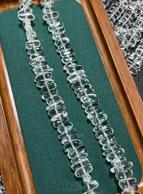 约15*4mm纯天然白水晶圆润中孔散珠配珠Diy项链手链半成品高品质