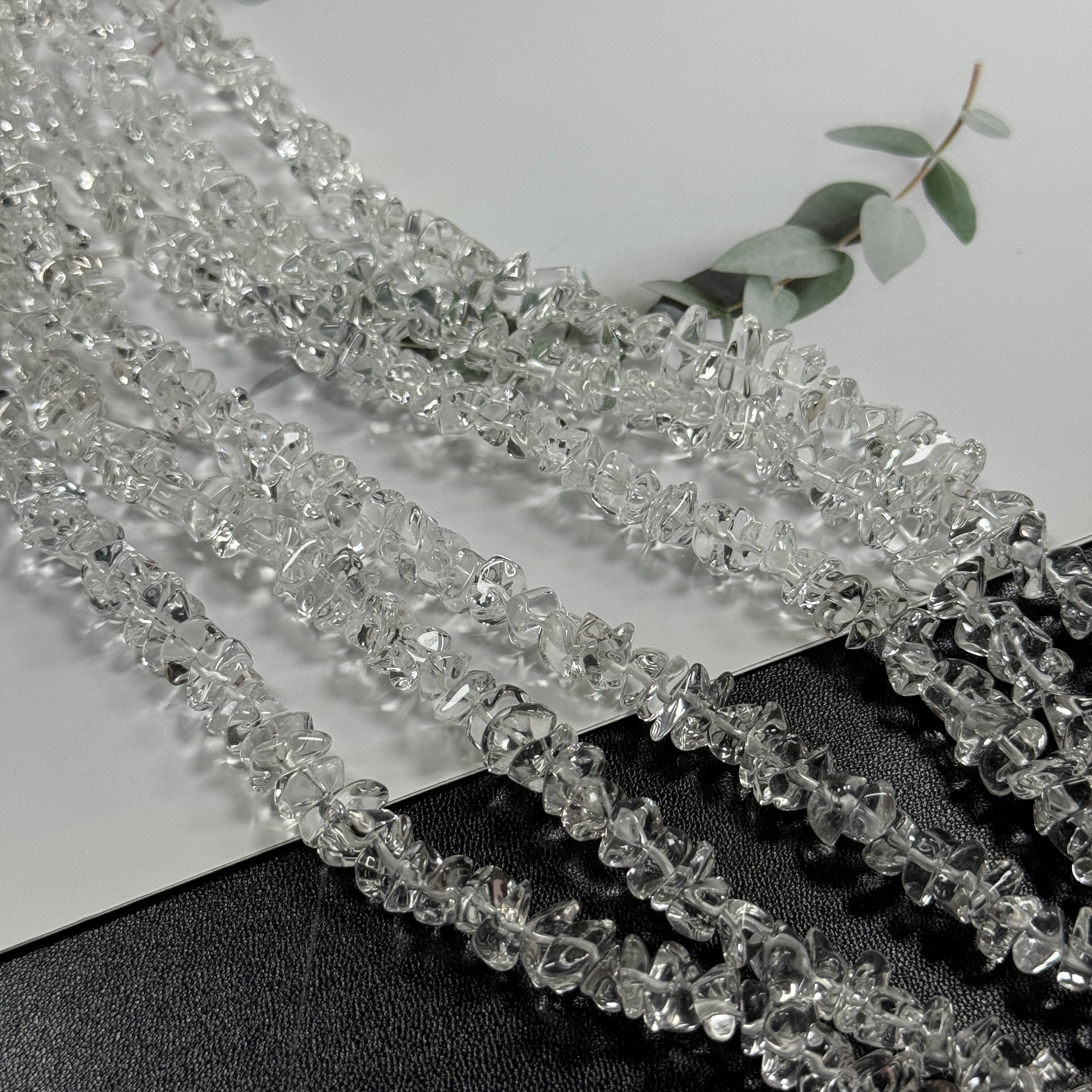 约9mm高品质天然白水晶碎石散珠半成品DIY项链手链配珠饰品串珠