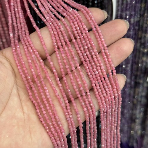 2mm天然刻面巴西红纹石A级切面圆珠成色漂亮半成品DIY项链手链配