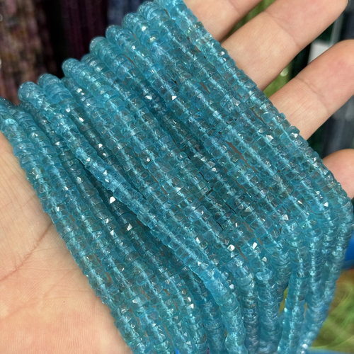 天然高货透磷灰约5mm海西切隔片车轮珠散珠半成品DIY项链手链配珠