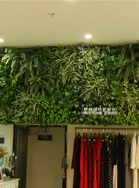 仿真绿色植物墙深圳室内外软装工程设计办公室酒店高档立体背景墙