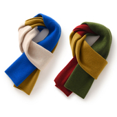 软糯山羊绒三色拼接围巾女秋冬季 针织保暖拼色围脖百搭情侣可亲子