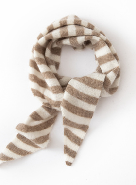 秋冬新款cashmere山羊绒条纹三角巾女保暖针织百搭护颈围脖小披肩