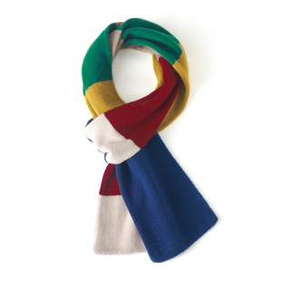 治愈系彩虹围巾不规则拼色cashmere山羊绒围脖女双层加厚冬季 保暖