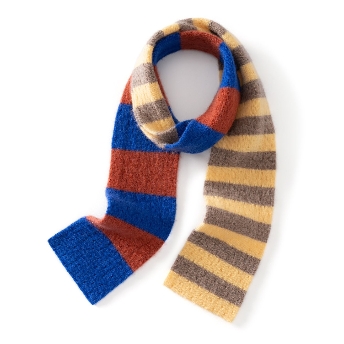 小清新~拼色窄长条纹山羊绒围巾