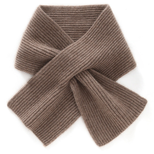 cashmere山羊绒小围巾女秋冬厚保暖交叉穿孔短款 围脖纯色百搭护颈