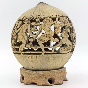 包邮海南椰雕纯手工透雕 黎族风情精致礼品 居家摆饰品 手工艺品