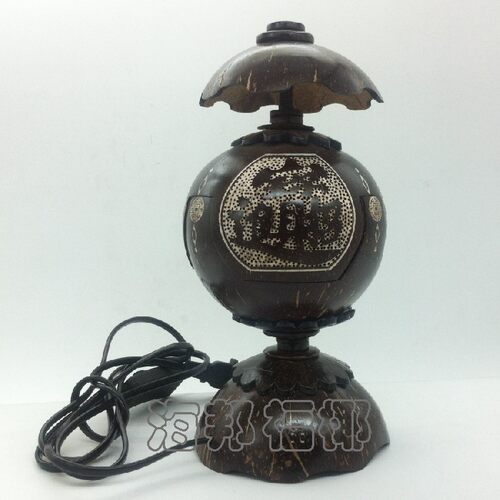 包邮海南特色椰雕招财灯 手工椰雕创意工艺台灯 装饰实用送礼佳品