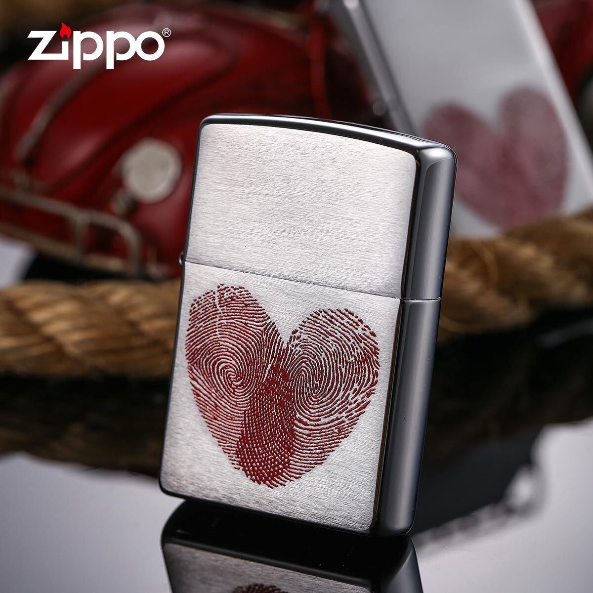 zippo打火机正版 原装29068 男士防风 爱心指纹芝宝原装正品