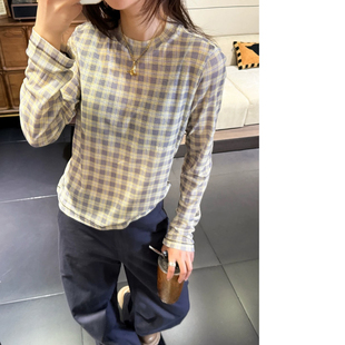 【现货】开普敦季风 复古格子修身百搭长袖打底T恤
