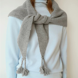 【正确版】2025冬季新款复古文艺风手工流苏毛线针织三角巾女围巾