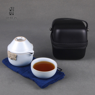 一壶一杯带过滤茶漏 台湾陆宝原矿陶瓷旅行茶具春秋随手泡携行装