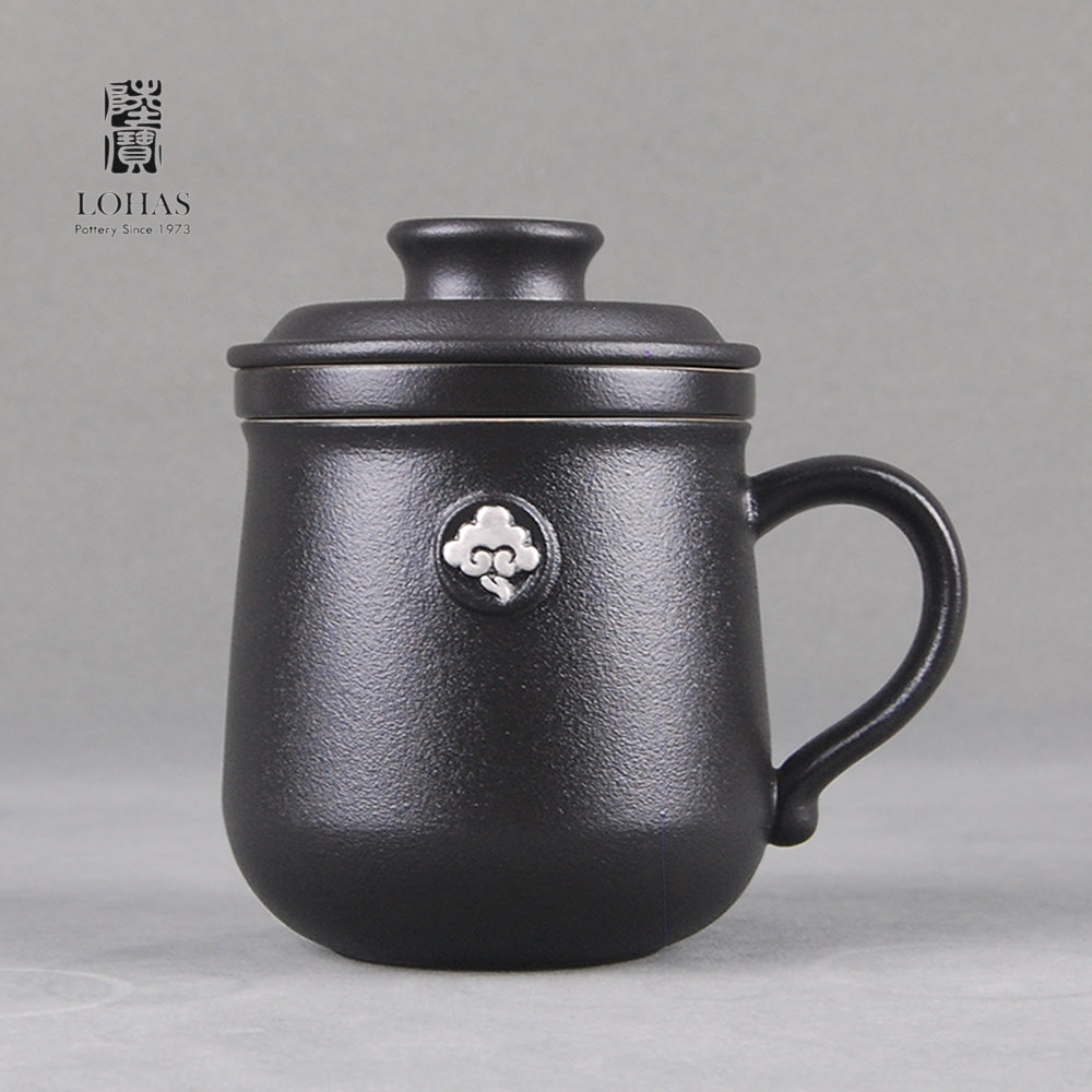 陆宝陶瓷飘逸办公茶水盖杯带茶格