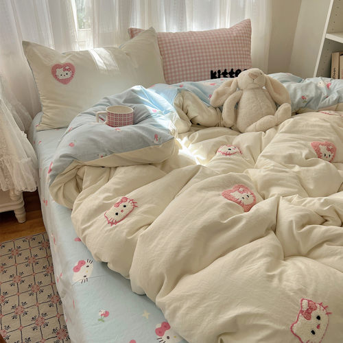 韩系可爱毛巾绣云朵棉套件