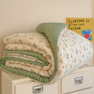 A类针织棉豆豆绒大豆秋冬被可爱卡通可水洗春秋被宿舍加厚被芯