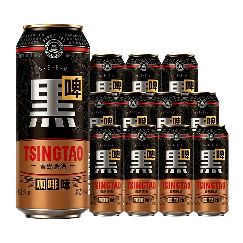 青岛啤酒咖啡味500毫升12罐整箱酒精度4.7度