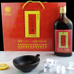 正宗即墨妙府老酒 六年陈老酒北方黄酒480ml*6瓶焦香型老酒保正品