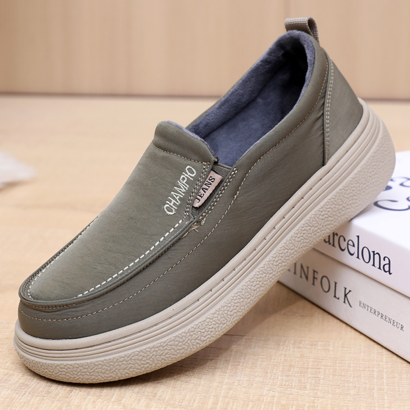 初冬老北京布鞋薄绒男鞋休闲爸爸鞋一脚蹬厚底轻便软底舒适二棉鞋