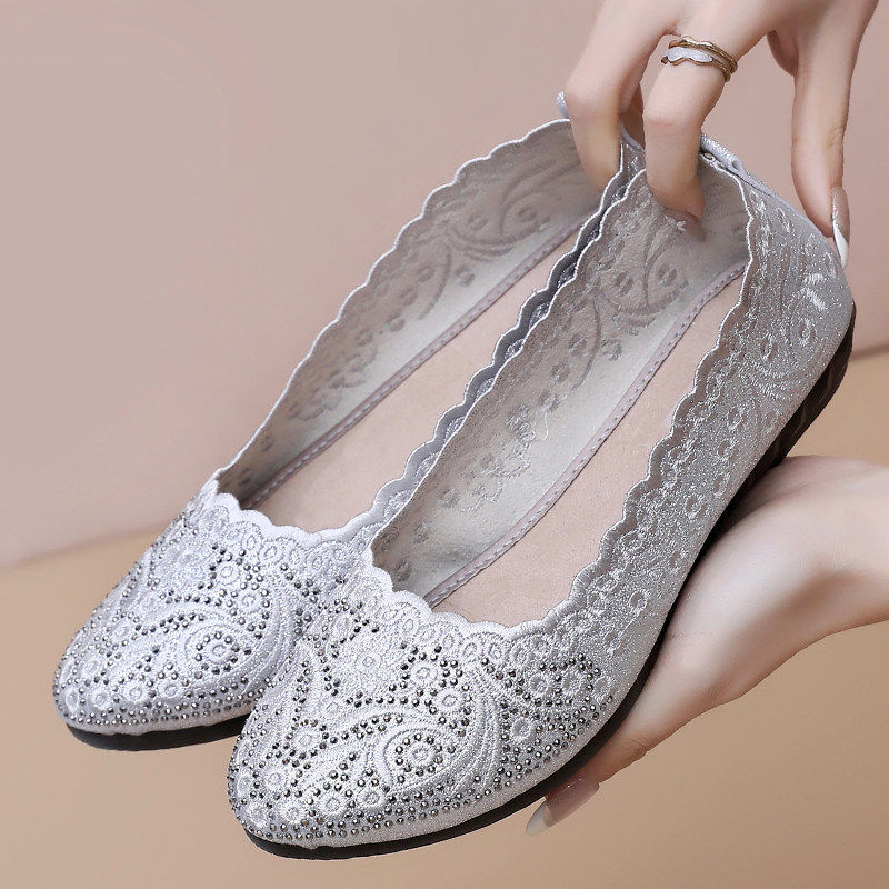 春秋老北京布鞋女鞋透气平底休闲鞋中老年人妈妈防滑软底一脚蹬鞋,女鞋,网面鞋,淘宝优惠券,粉丝福利购,淘宝优惠卷