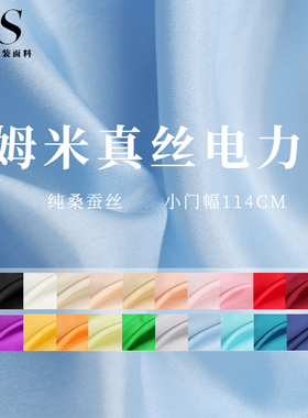 FS热卖8/10姆米小宽幅纯色真丝电力纺桑蚕丝绸布料女装内里衬面料