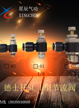 气动快插L型节流阀SL/DSL4-M5/01/02/6-M5/01/02/03/04/8-01/4-M3