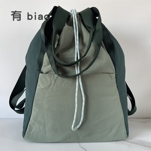 lulu同款 Dual Function女士瑜伽健身运动休闲托特包抽绳双肩背包