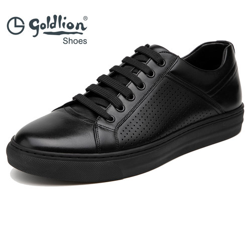 金利来夏季透气真皮镂空休闲鞋