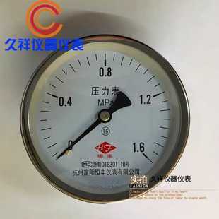 1.6MPa 面板式 真空表Y100Z 式 不带边压力表 嵌装 轴向压力表0