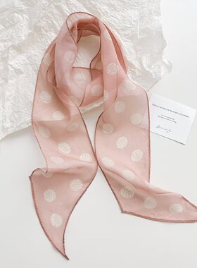 春秋夏轻薄款100%桑蚕丝长条斜角小丝巾真丝乔其纱围巾飘带搭衬衫