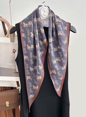 【桑蚕丝羊毛菱形巾】小马夏薄款丝毛衬衫领巾气质百搭围巾女丝巾