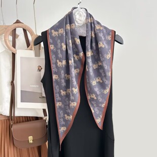 【桑蚕丝羊毛菱形巾】小马夏薄款丝毛衬衫领巾气质百搭围巾女丝巾