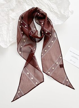 【真丝乔其纱飘带】100%桑蚕丝乔其纱丝巾配衬衫领巾女夏季护颈巾