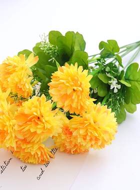 仿真菊花清明花束 塑料花球菊祭祀假花装饰 扫墓绢花摆件现货