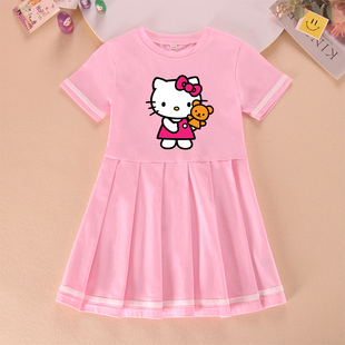 儿童hellokitty裙子女童夏季 纯棉短袖 连衣裙女宝宝夏装 薄款 公主裙