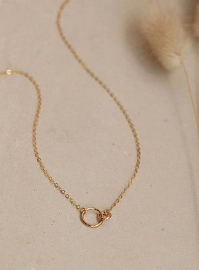 MINI BLOOM 双圆环系列项链 美国进口14K包金