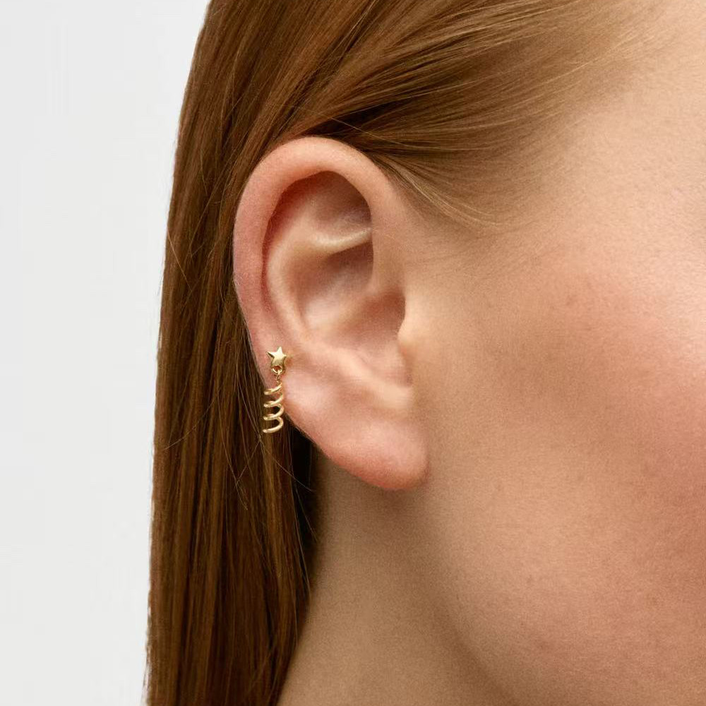 MINI BLOOM小众设计金色星星螺旋耳钉耳饰 单只,饰品/流行首饰/时尚饰品新,银饰耳饰,淘宝优惠券,粉丝福利购,淘宝优惠卷