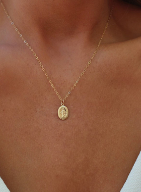 MINI BLOOM 金色椭圆币形项链 美国进口14K包金高保色可水洗项链