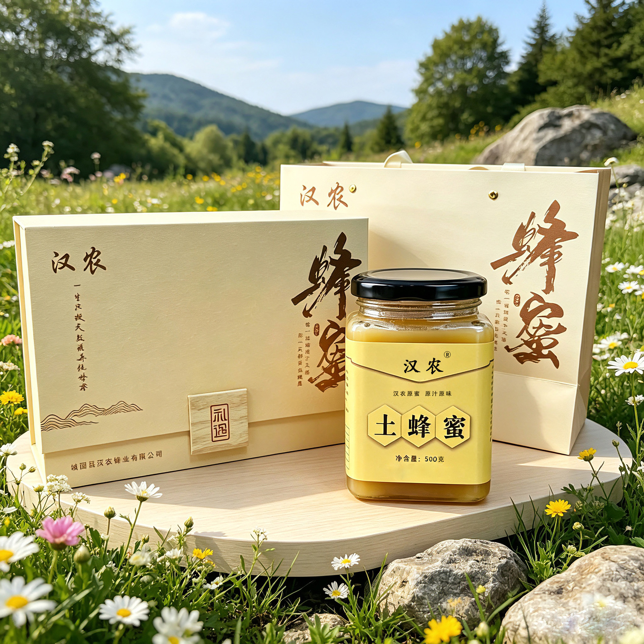 秦岭土蜂蜜礼盒装汉农百花蜜结晶封盖蜜农家自产汉中特产送礼礼品