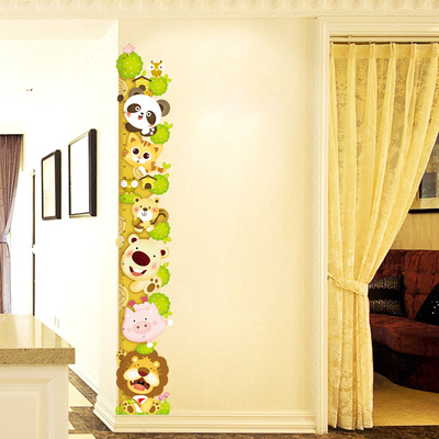 卡通可爱风动物儿童房身高贴