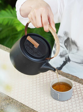 陆宝快雪时晴茶壶紫砂提梁煮水壶可养开片段泥茶壶大容量茶道