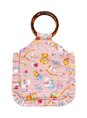 HUJI祤集荷叶边圆环柄手提包POPOLO波点气球猫猫