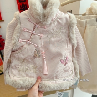 新中式女童夹棉马甲～冬季女童国风盘扣坎肩上衣宝宝加厚保暖背心