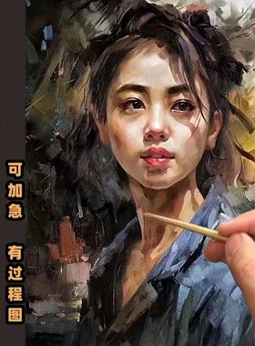 纯手绘油画来图定制照片人物人像肖像宠物风景生日丙烯装饰画代画