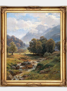 世界名油画高端美式欧式古典印象风景手绘客厅玄关挂大幅定制装饰