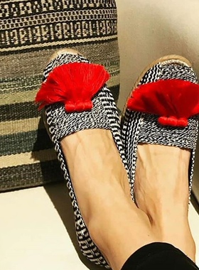 哥仑比亚瓦尤 棉织布线流苏INS款 布鞋 夏日新款